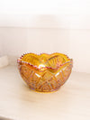 Vintage Large LE Smith Amber Carnival Glass Bowl with Sawtooth Edge