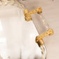 Vintage Large Rectangular Murano Mirror Tray with Twist Edge and Two Handles