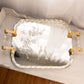 Vintage Large Rectangular Murano Mirror Tray with Twist Edge and Two Handles