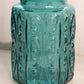 Vintage Large Teal Green Lidded Canister Jar with Scroll Designs