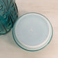 Vintage Large Teal Green Lidded Canister Jar with Scroll Designs