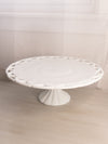 Vintage Large White Milk Glass Cake Stand with Lattice Edge