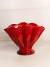 Vintage Mandarin Red Amberina Slag Glass Fan Vase (Glows)