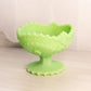 Vintage Matte Light Green Uranium Glass Compote with Sawtooth Edge (Glows)