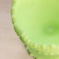 Vintage Matte Light Green Uranium Glass Compote with Sawtooth Edge (Glows)