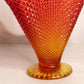 Vintage Medium Amberina Glass Diamond Point Fan Vase with Crimped Edge (Glows)