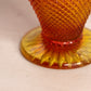 Vintage Medium Amberina Glass Diamond Point Fan Vase with Crimped Edge (Glows)
