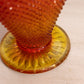 Vintage Medium Amberina Glass Diamond Point Fan Vase with Crimped Edge (Glows)