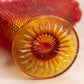 Vintage Medium Amberina Glass Diamond Point Fan Vase with Crimped Edge (Glows)