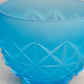 Vintage Medium Blue Monticello Satin Glass Bowl with Diamond Designs