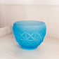 Vintage Medium Blue Monticello Satin Glass Bowl with Diamond Designs