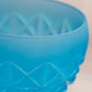 Vintage Medium Blue Monticello Satin Glass Bowl with Diamond Designs