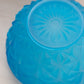 Vintage Medium Blue Monticello Satin Glass Bowl with Diamond Designs
