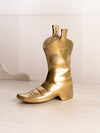 Vintage Medium Brass Cowboy Boot Figurine Vase