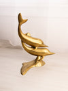 Vintage Medium Brass Double Dolphin Figurine
