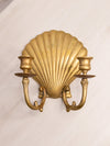 Vintage Medium Brass Shell Dual Candle Sconce