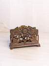 Vintage Medium Brass Bronze Tone Floral Sunflower Napkin Letter Holder