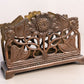 Vintage Medium Brass Bronze Tone Floral Sunflower Napkin Letter Holder