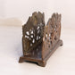 Vintage Medium Brass Bronze Tone Floral Sunflower Napkin Letter Holder