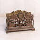 Vintage Medium Brass Bronze Tone Floral Sunflower Napkin Letter Holder
