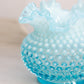 Vintage Fenton Medium Circular Blue Opalescent Glass Hobnail Vase