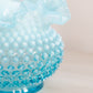 Vintage Fenton Medium Circular Blue Opalescent Glass Hobnail Vase