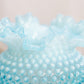 Vintage Fenton Medium Circular Blue Opalescent Glass Hobnail Vase