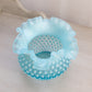 Vintage Fenton Medium Circular Blue Opalescent Glass Hobnail Vase