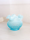 Vintage Fenton Medium Circular Blue Opalescent Glass Hobnail Vase