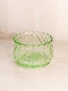 Vintage Medium Green Glass Bowl with Scalloped Edge