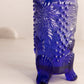 Vintage Medium Narrow Cobalt Blue Vase Hatpin Holder with Leaf and Grape
