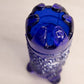 Vintage Medium Narrow Cobalt Blue Vase Hatpin Holder with Leaf and Grape