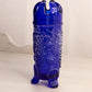Vintage Medium Narrow Cobalt Blue Vase Hatpin Holder with Leaf and Grape
