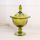Vintage Medium Olive Green Uranium "Canterbury" Lidded Dish (Glows)