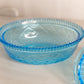 Vintage Medium Oval Blue Glass Lion Lidded Dish