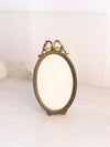 Medium Oval Gold Tone Metal Picture Frame with Bow on Top (Made in Italy)