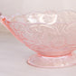 Vintage Medium Oval Pink Glass Bowl with Floral and Leaf Designs