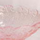 Vintage Medium Oval Pink Glass Bowl with Floral and Leaf Designs