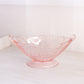 Vintage Medium Oval Pink Glass Bowl with Floral and Leaf Designs