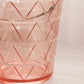 Vintage Medium Pink Glass Ice Bucket with Triangle Designs and Metal Handle