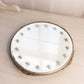 Vintage Medium Round Silver Tone Plateau Mirror Tray with Burst Designs