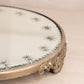 Vintage Medium Round Silver Tone Plateau Mirror Tray with Burst Designs