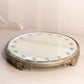 Vintage Medium Round Silver Tone Plateau Mirror Tray with Burst Designs