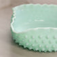 Vintage Medium Square Edge Mint Green Milk Glass Hobnail Bowl