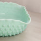 Vintage Medium Square Edge Mint Green Milk Glass Hobnail Bowl