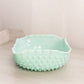 Vintage Medium Square Edge Mint Green Milk Glass Hobnail Bowl