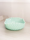 Vintage Medium Square Edge Mint Green Milk Glass Hobnail Bowl