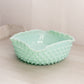 Vintage Medium Square Edge Mint Green Milk Glass Hobnail Bowl