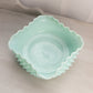 Vintage Medium Square Edge Mint Green Milk Glass Hobnail Bowl