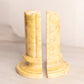 Vintage Medium Yellow Marble Stone Pillar Bookends (Made in Italy)